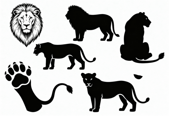 Download Lion Silhouette SVG Clipart Bundle - Premium Resources