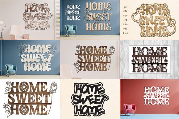 Download Home Sweet Home Wall Decor Laser Cut Set - Home wall Collection