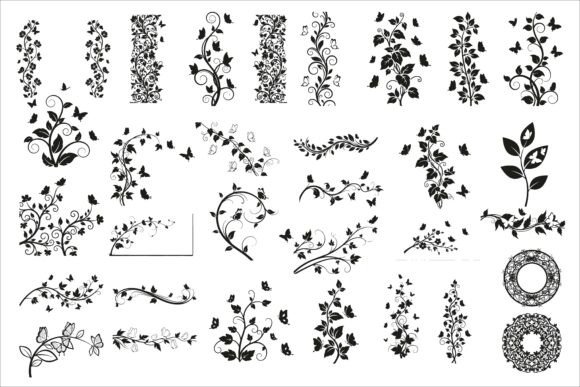 Download Elegant Vertical Floral Vine Silhouette - Elegant Collection