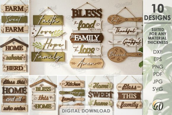 Download Rustic Home Wall Decors Bundle Laser Cut - Home wall Collection